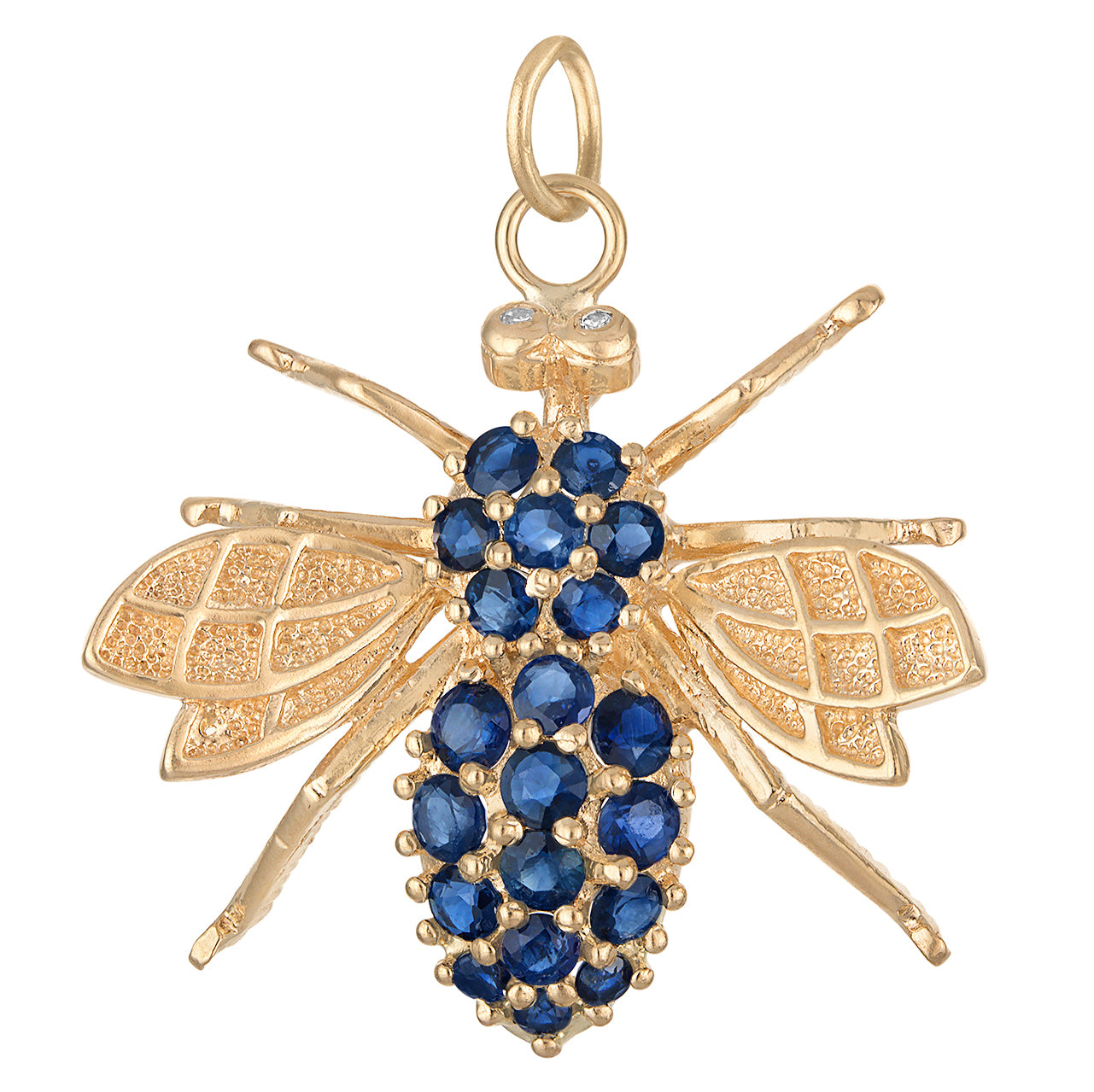 Vintage Sapphire  Bee 14k Gold Charm